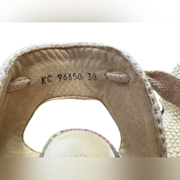 Theodora Callum Stuart Weitzman NWT Maya Linen Wedge Espadrilles Aztec Size 38 - Picture 7 of 11